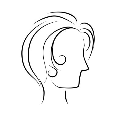 kadın baş profil simge vektör çizim
