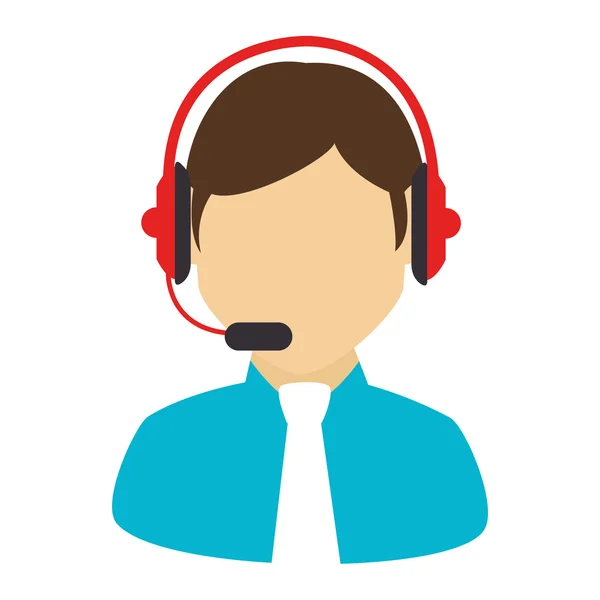 Macho call center auriculares icono vector ilustración — Archivo Imágenes Vectoriales