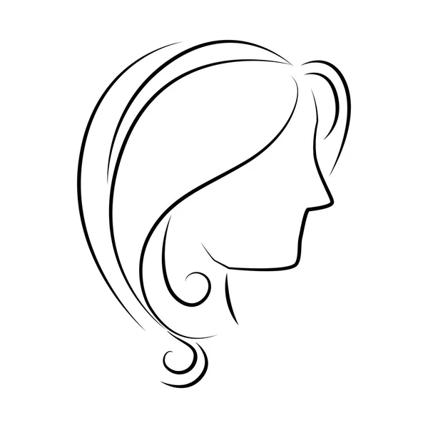 Femme tête profil icône vectoriel illustration — Image vectorielle