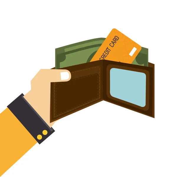 Geld Brieftasche Kreditkarte Symbol Vektor — Stockvektor