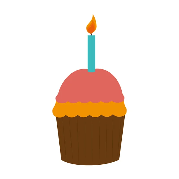Boldog születésnapot cupcake ikon-vektoros illusztráció — Stock Vector