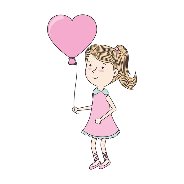Meisje ballon cartoon pictogram vectorillustratie — Stockvector