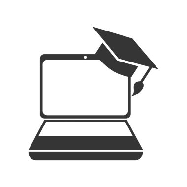 laptop eğitim mezuniyet şapka teknolojisi vektör grafik
