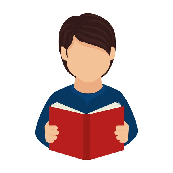 Libro lectura persona hombre educación icono vector gráfico — Vector de stock