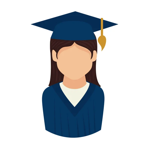 Woman graduate graduation education university icon vector graph — Stok Vektör