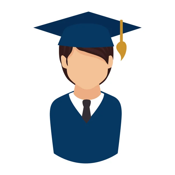 Hombre graduado graduación educación logro icono vector grafi — Vector de stock