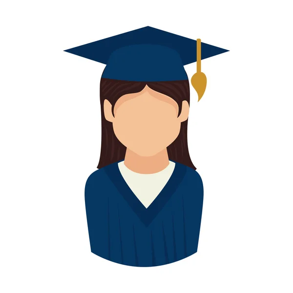 Mujer graduación educación universidad icono gráfico vectorial — Vector de stock