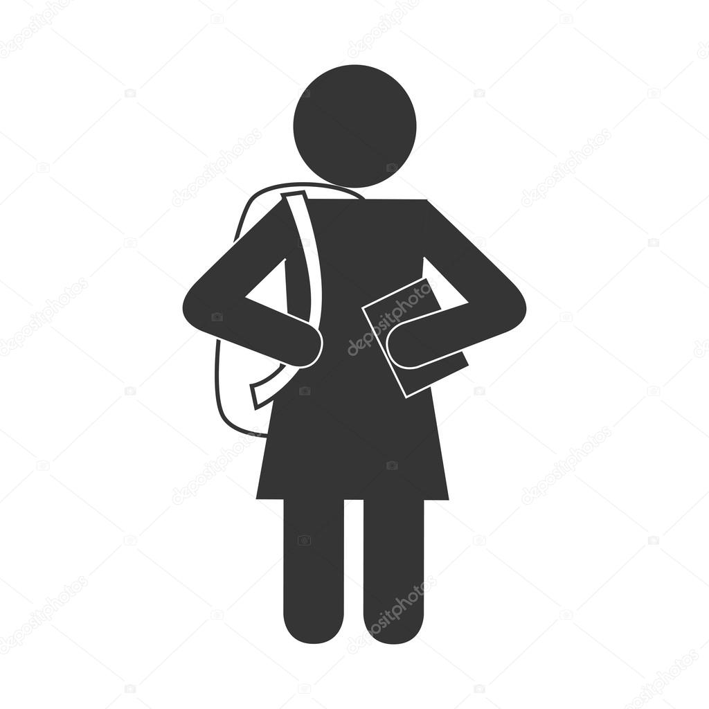 Download Student education backpack book girl icon vector graphic — Stock Vector © yupiramos #119380536