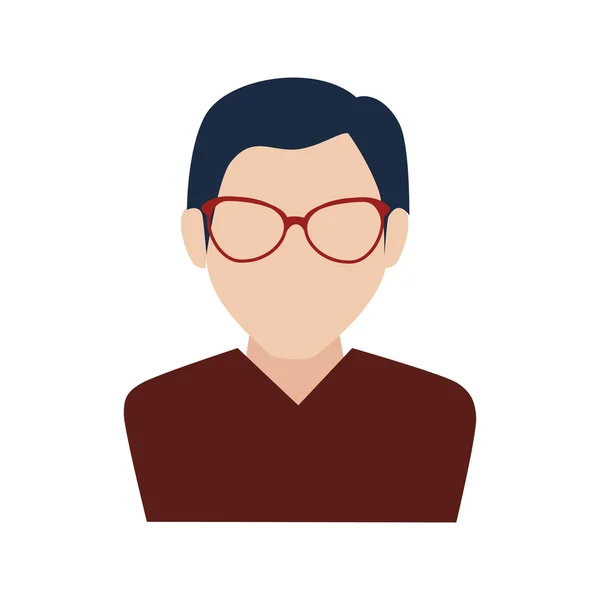 Mann Kerl Junge Person Brille Gesicht Kopf Ikone Vektor Grafik — Stockvektor