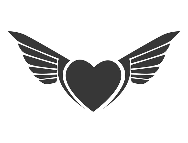 Vingen hjärta kärlek ränder ikonen vektorgrafik — Stock vektor