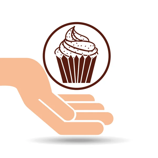 Hand holding cupcake — Stock Vector