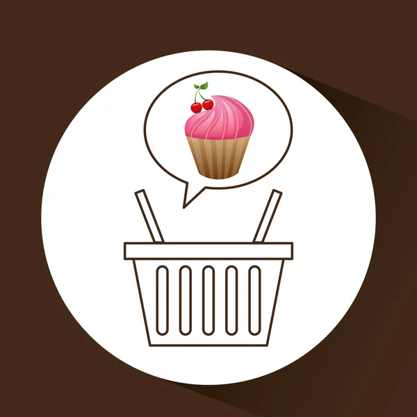 Cesta de cupcake doce — Vetor de Stock