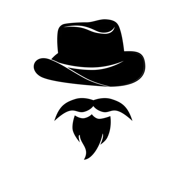 Man mustache hat hipster western icon vector graphic — Stock Vector