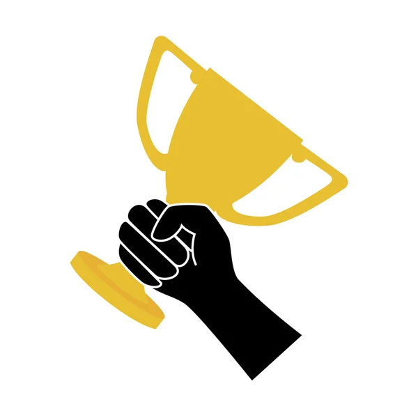 Cup trophy ręka się gospodarstwa ikona grafiki wektorowej — Wektor stockowy