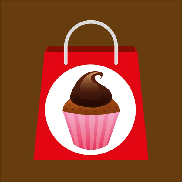 Bolsa de compras muffins de chocolate — Vector de stock