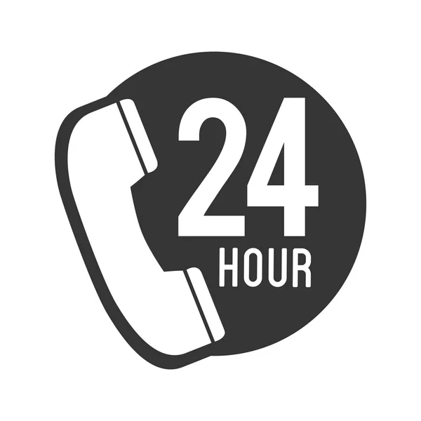 Chamada telefônica 24 horas ícone vetor gráfico — Vetor de Stock
