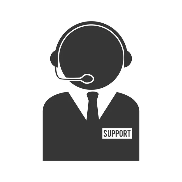 Persona operador auriculares asistente de servicio icono de soporte vector gr — Vector de stock