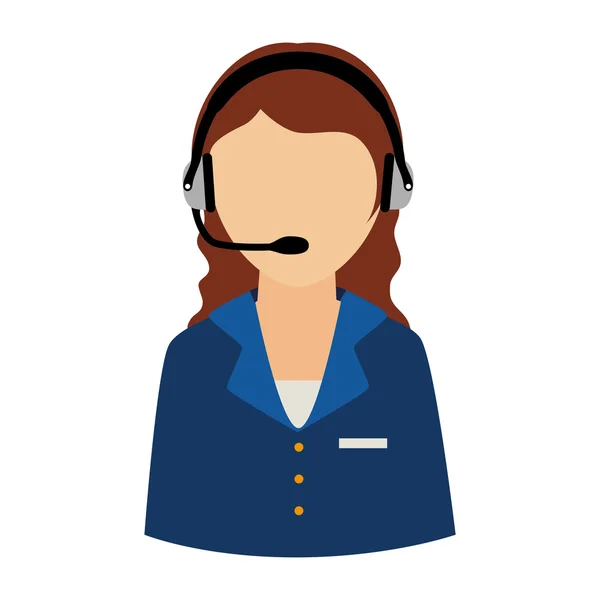 Mujer soporte operador auriculares asistente de servicio icono vector gra — Vector de stock