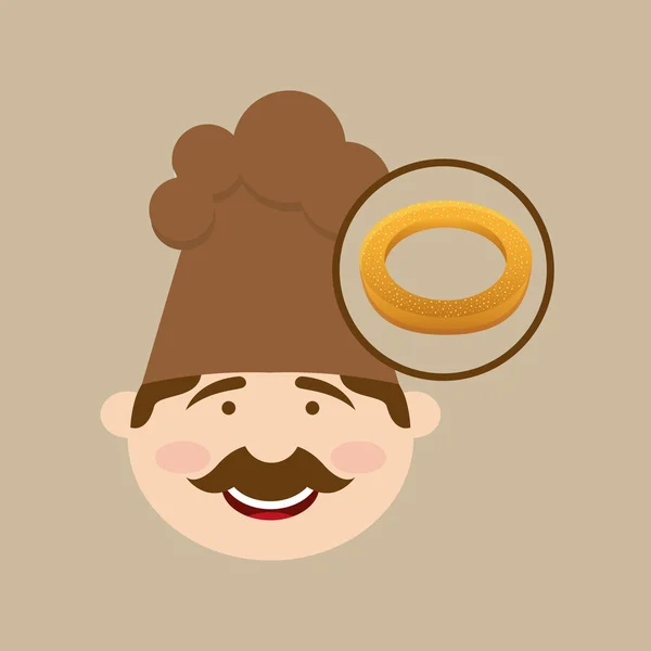 Panadero sosteniendo bagel — Vector de stock