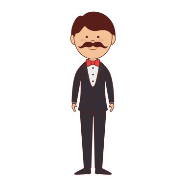 adam bıyık papyon simge vektör grafiği