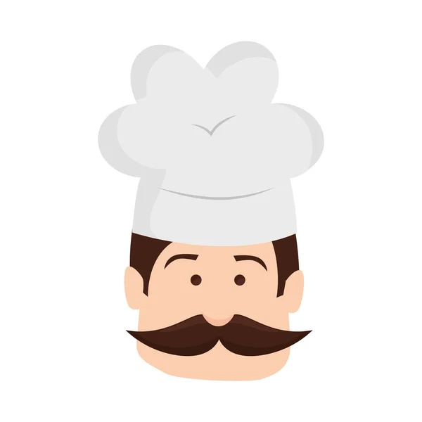 Chef chapéu bigode homem ícone vetor gráfico — Vetor de Stock