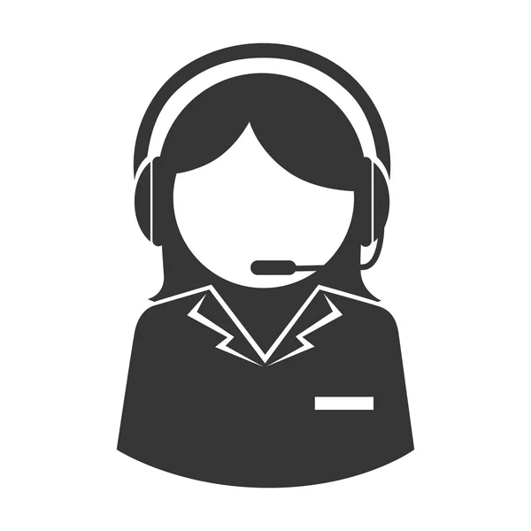 Mujer auriculares asistente de servicio icono vector gráfico — Archivo Imágenes Vectoriales