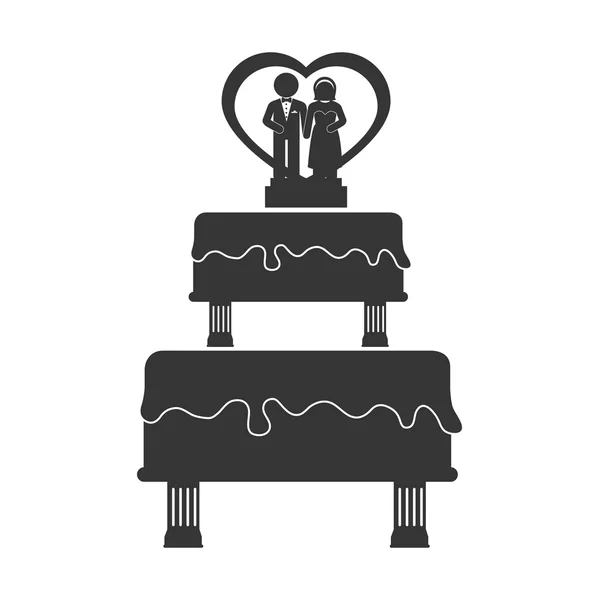 Gâteau de mariage cuire mari femme icône vectoriel graphique — Image vectorielle