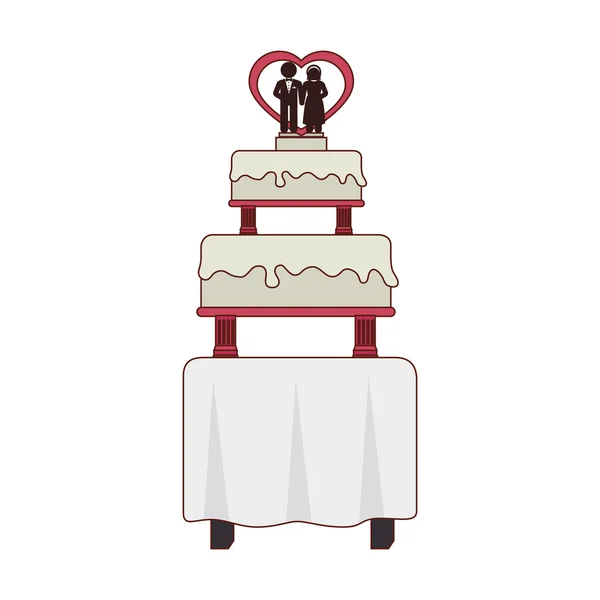 Pastel de boda hornear marido esposa icono gráfico vectorial — Archivo Imágenes Vectoriales