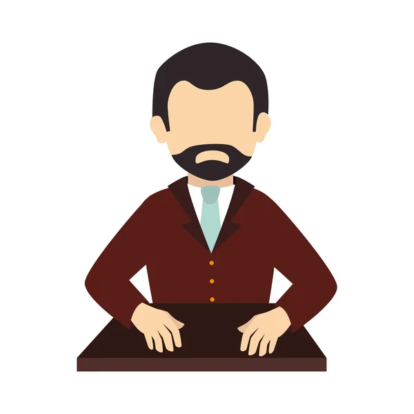 Hombre barba traje corbata negocio icono vector gráfico — Archivo Imágenes Vectoriales