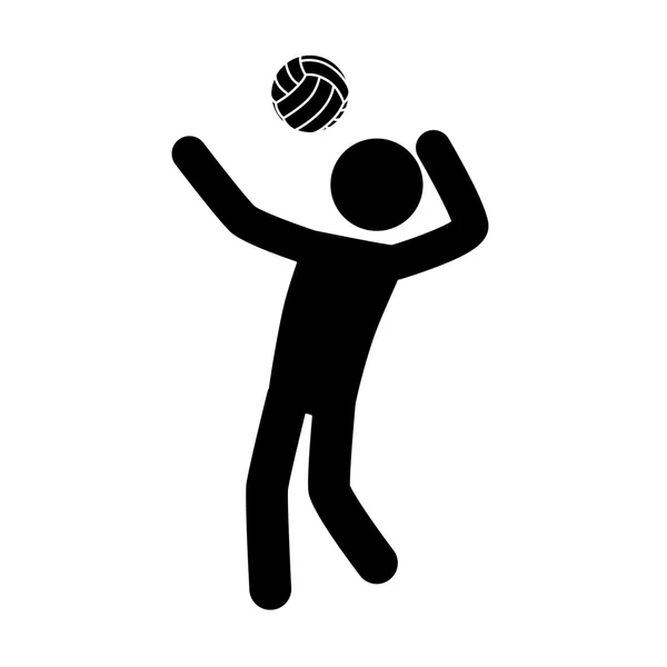 Volleyball Mann Spiel Sport Piktogramm Pose Vektor Grafik-Symbol — Stockvektor