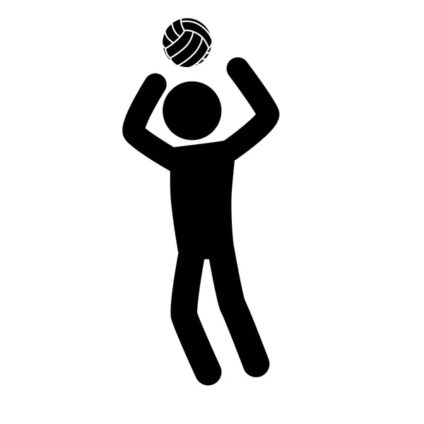 Volleyball Mann Spiel Sport Piktogramm Pose Vektor Grafik-Symbol — Stockvektor