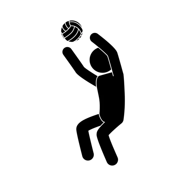 Volleyball Mann Spiel Sport Piktogramm Pose Vektor Grafik-Symbol — Stockvektor