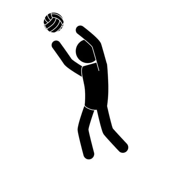 Volleyball Mann Spiel Sport Piktogramm Pose Vektor Grafik-Symbol — Stockvektor