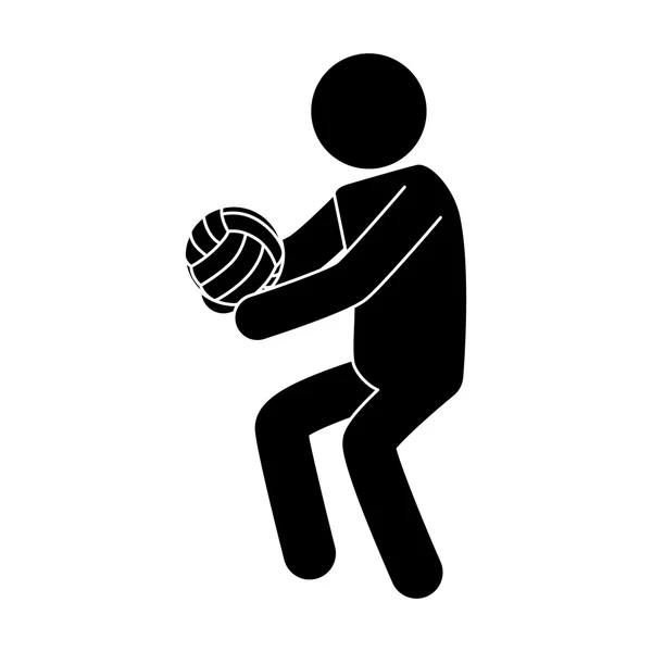 Volley-ball homme jeu sport pictogramme pose vectoriel graphique icône — Image vectorielle