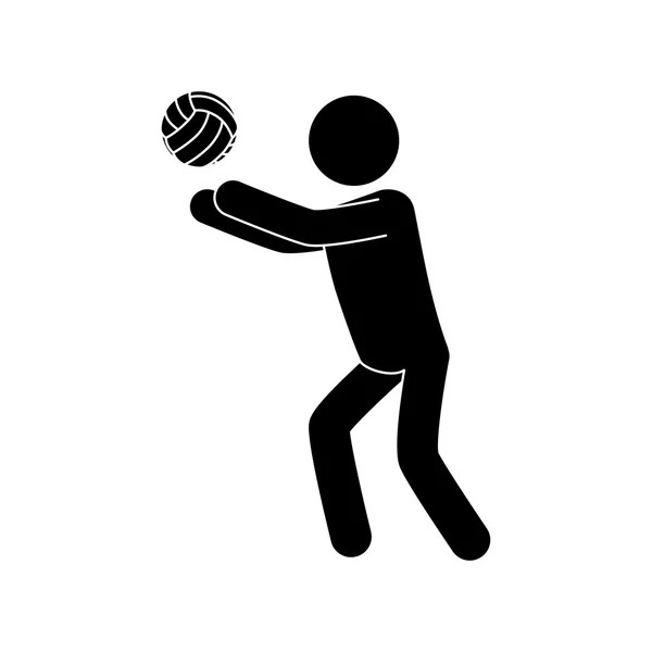 Volleyball Mann Spiel Sport Piktogramm Pose Vektor Grafik-Symbol — Stockvektor