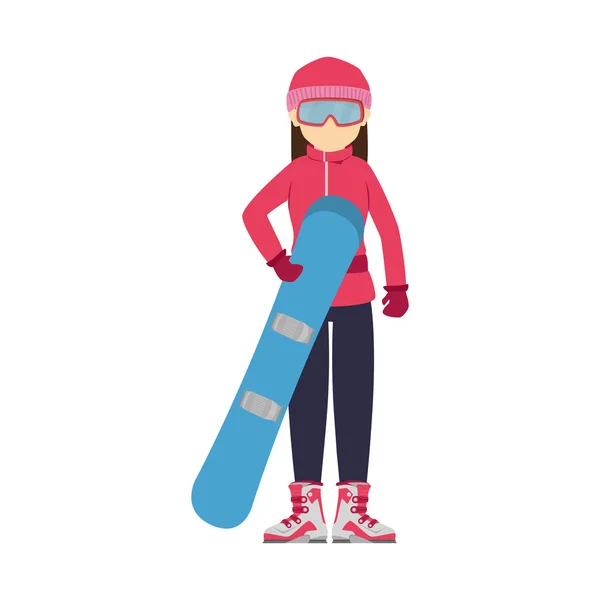 Mujer snowboard deporte invierno vector gráfico icono — Vector de stock