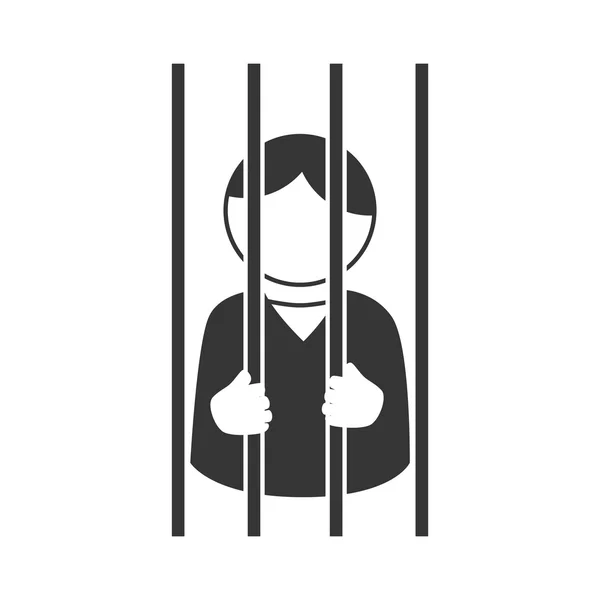 Jail man bars hand vector graphic icon — Stock Vector