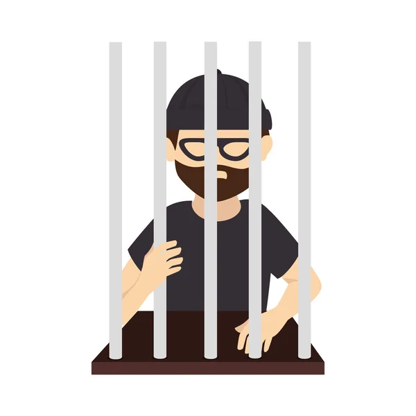 Φυλακή άνθρωπος γενειάδα μάσκα μαύρη διάνυσμα γραφικό εικονίδιο — Διανυσματικό Αρχείο