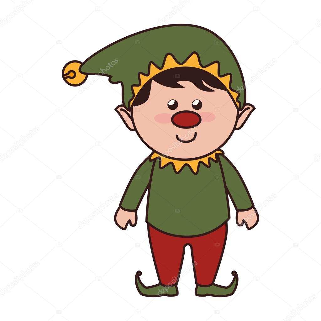 Christmas elf helper season hat nose red smile vector graphic isolated and flat illustration — Wektor od yupiramos