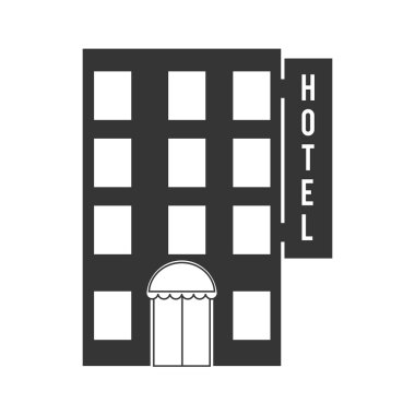 otel binası inşaat simge vektör grafiği