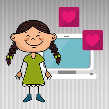 Kız bilgisayar uygulamaları İnternet