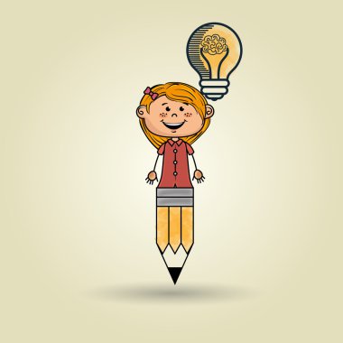 Kız kalem fikir simgesi
