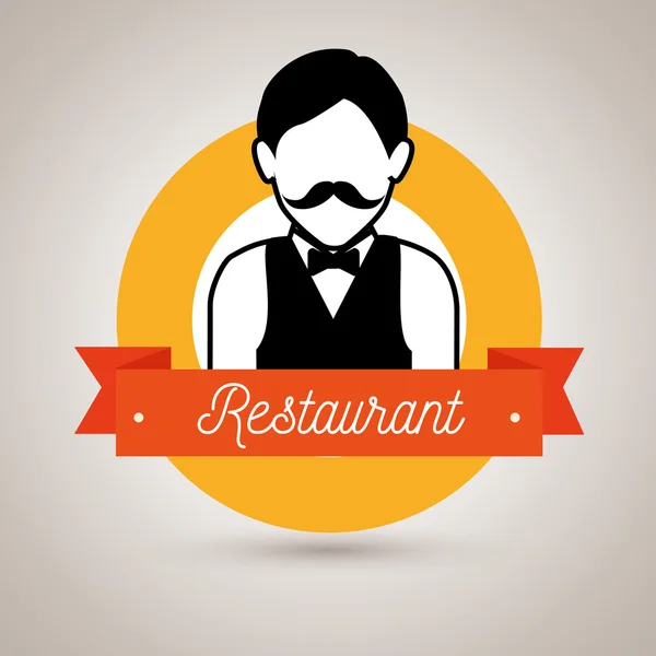 Serveur servant icône restaurant — Image vectorielle