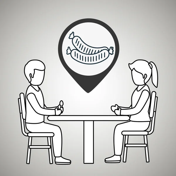 Couple assis dîner — Image vectorielle