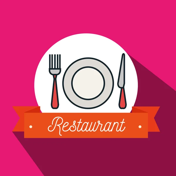 Fork plate knife restaurant icon — Stock Vector