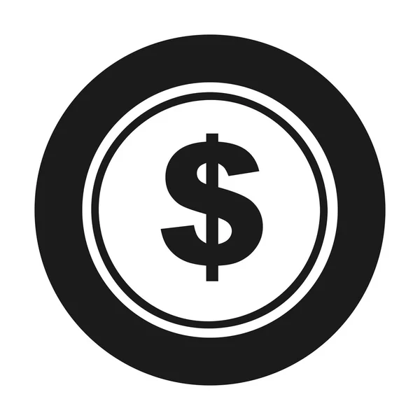 Munt dollar geld pictogram — Stockvector