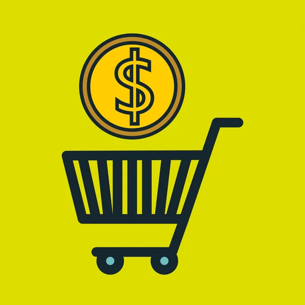 Shopping cart kopen kortingen — Stockvector