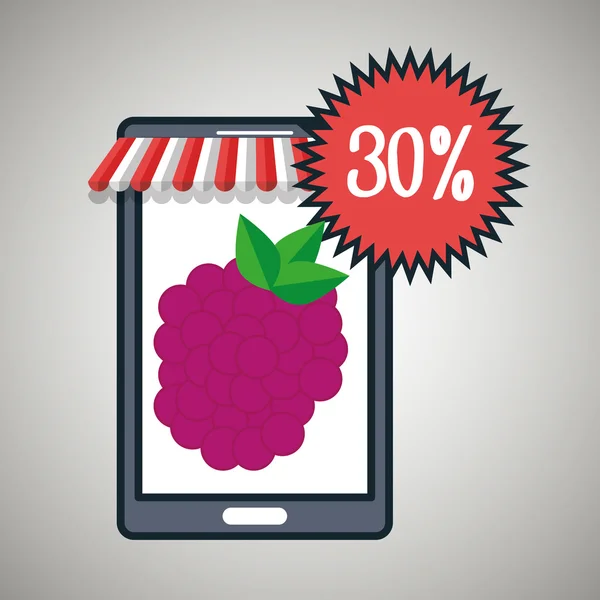 智能手机买在线水果 — 图库矢量图片