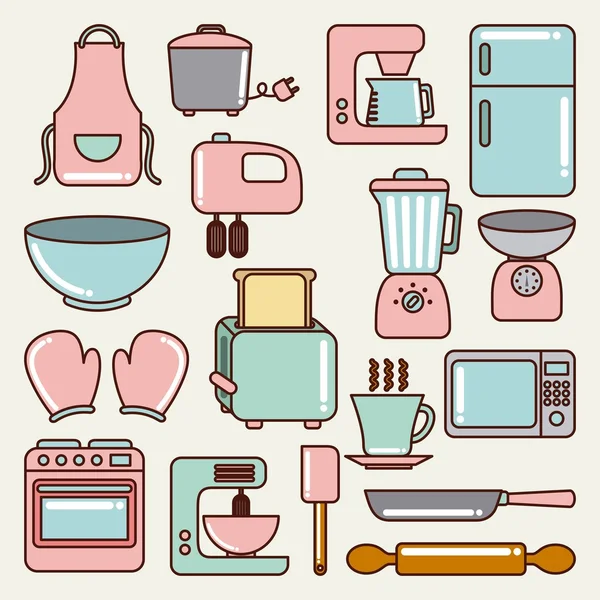 Mutfak ev aletleri — Stok Vektör