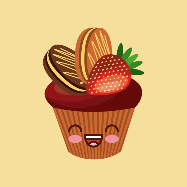 Zoete cupcake pictogram ontwerp — Stockvector